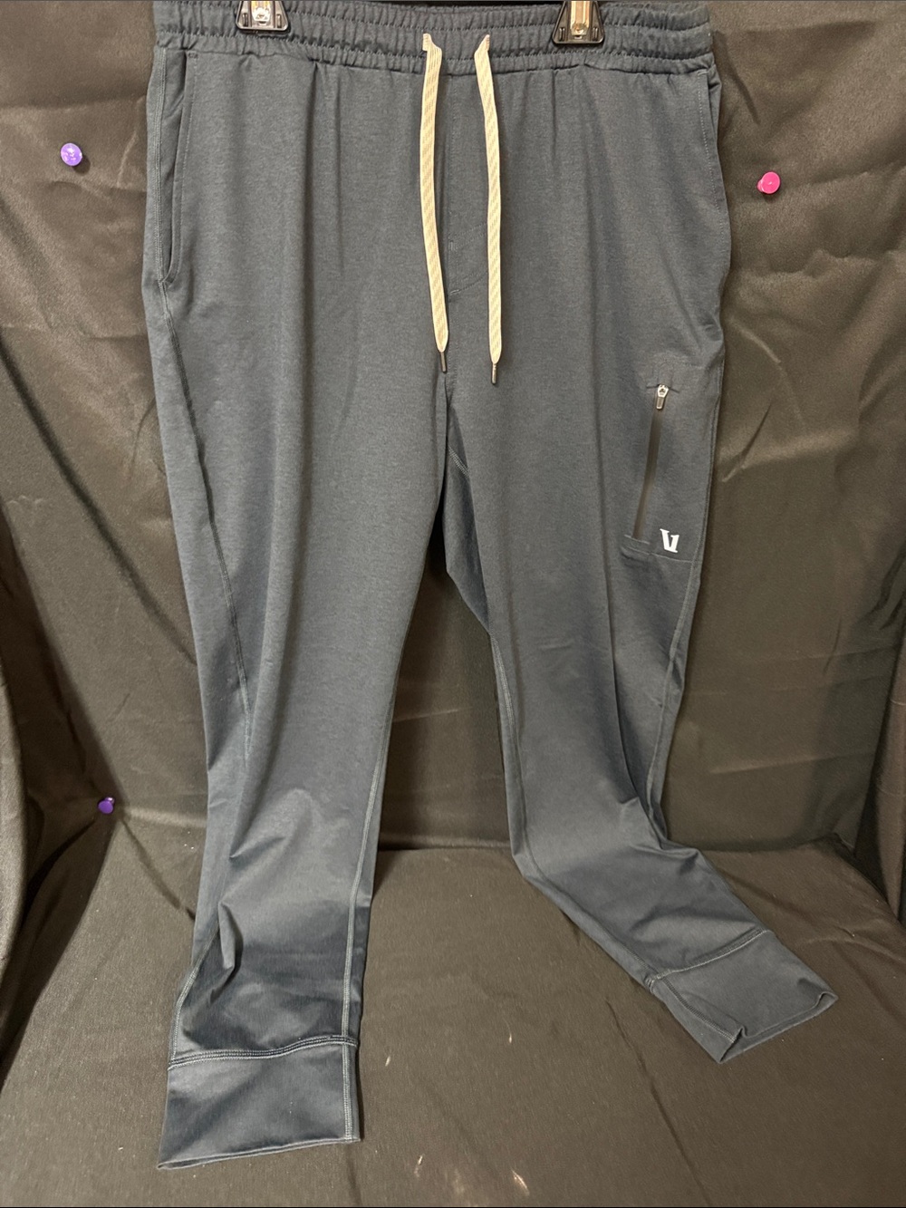 Vuori Navy Joggers with Cream Drawstring